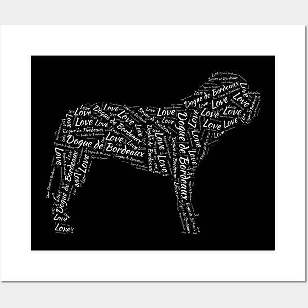 Dogue De Bordeaux Dog Silhouette Word Love Cloud Art Gift Wall Art by joannejgg